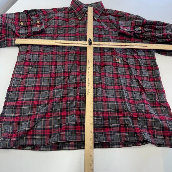 Tommy Hilfiger Shirt Mens X Large Red Grey Flannel Button Down Cotton Vintage - Picture 5 of 7